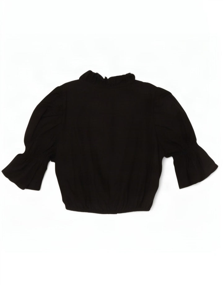 Alpenmarchen Damen-Bluse mit Rüschen vorne, EU 40, Mittelschwarz