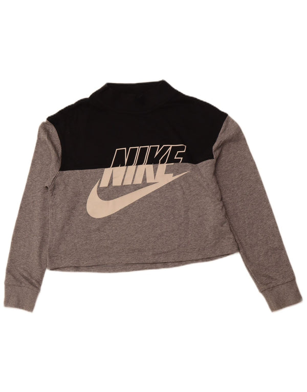NIKE Mädchen Crop Standard Fit Sweatshirt Pullover 13–14 Jahre XL Grau