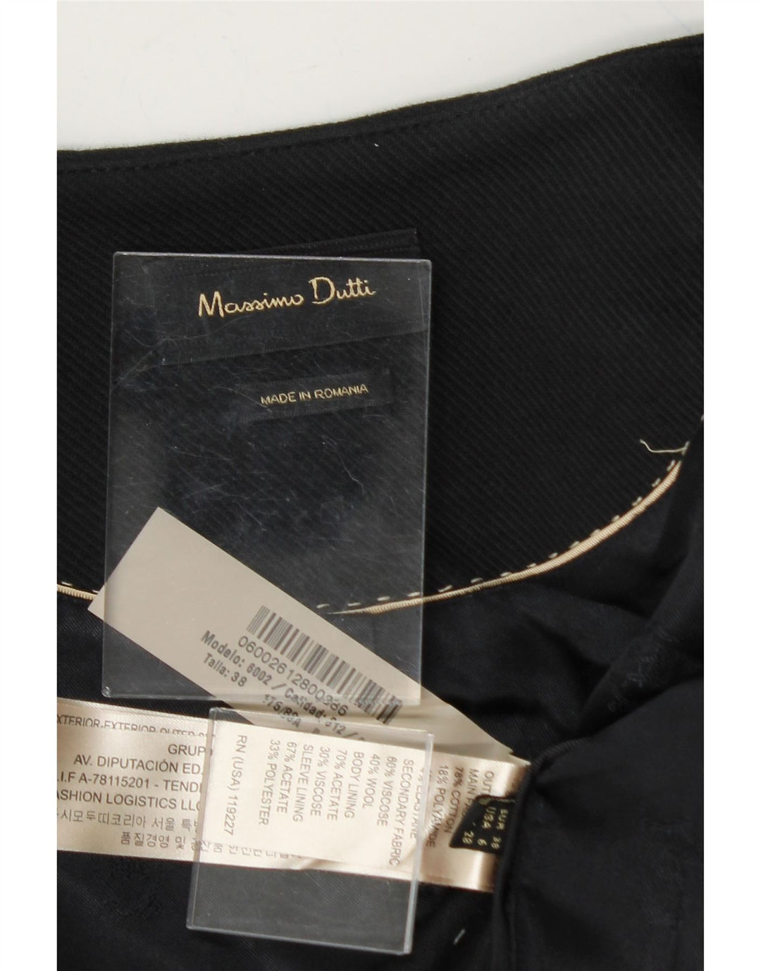 MASSIMO DUTTI Womens Military Jacket EU 38 Small Black Cotton Vintage Massimo Dutti and Second-Hand Massimo Dutti from Messina Hembry 