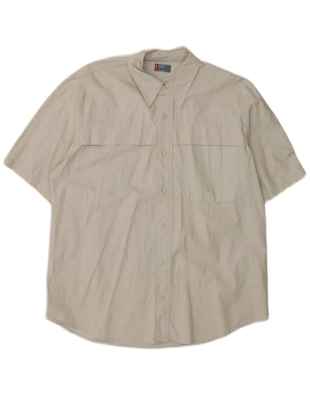 LEVI'S Herren Kurzarmhemd XL Graues Leinen