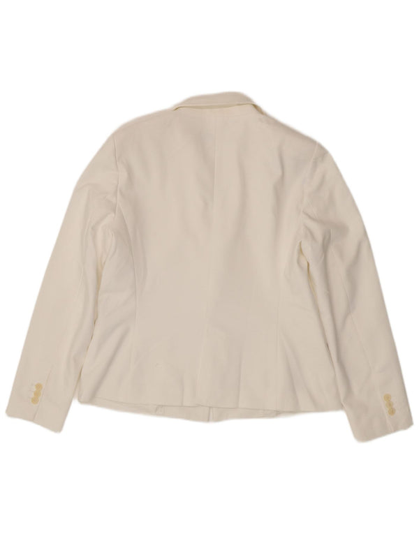 ZARA Damen 1-Knopf-Blazerjacke UK 18 XL Weiß Polyester