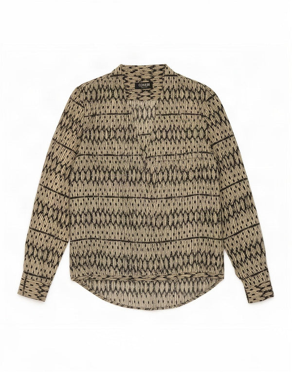 Coveri Damen-Bluse, langärmelig, übergroß, Gr. 40, Größe S, Beige, geometrisch