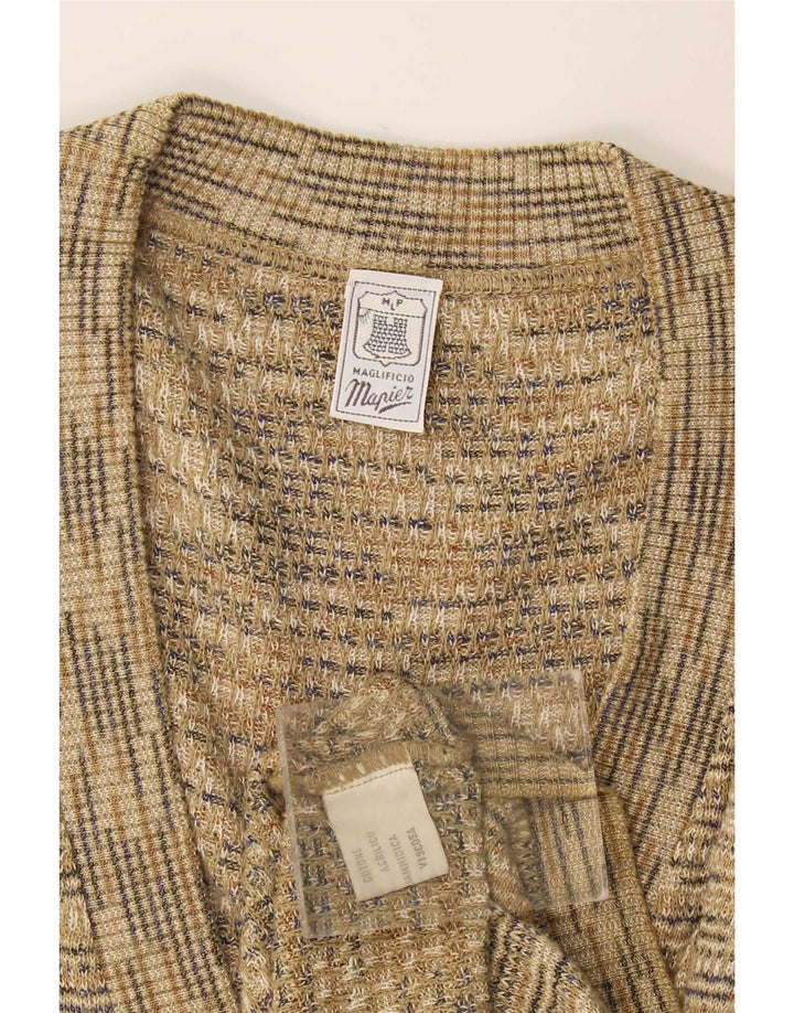 Mapier Herren-Cardigan, ärmellos, mittelbeige, gesprenkelte Baumwolle