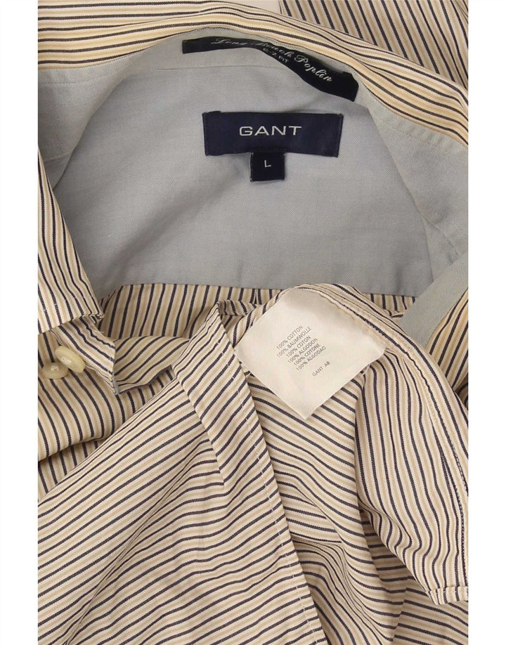 Gant Herren E-Z Fit Hemd, groß, beige Nadelstreifen-Baumwolle