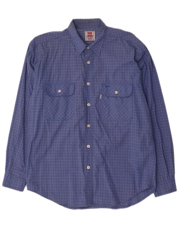 Levi's Herrenhemd aus mittelblauer, karierter Baumwolle