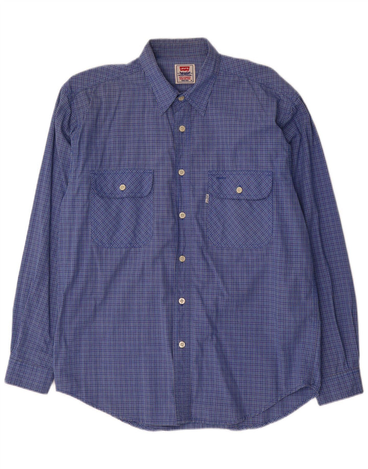 Levi's Herrenhemd aus mittelblauer, karierter Baumwolle