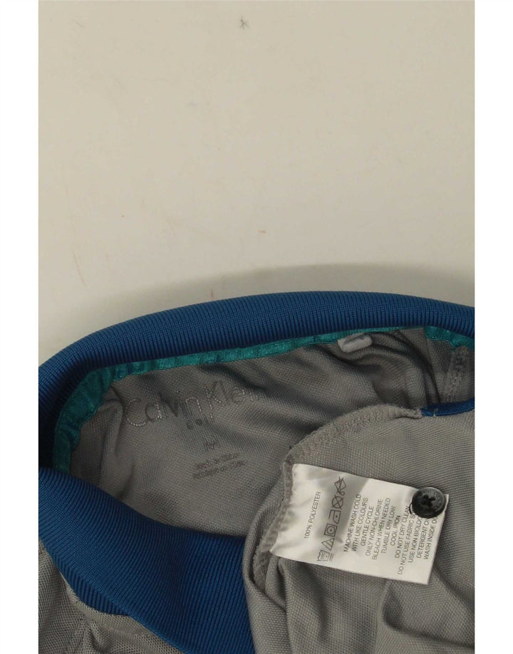Calvin Klein Herren-Poloshirt aus mittelgrauem Colourblock-Polyester