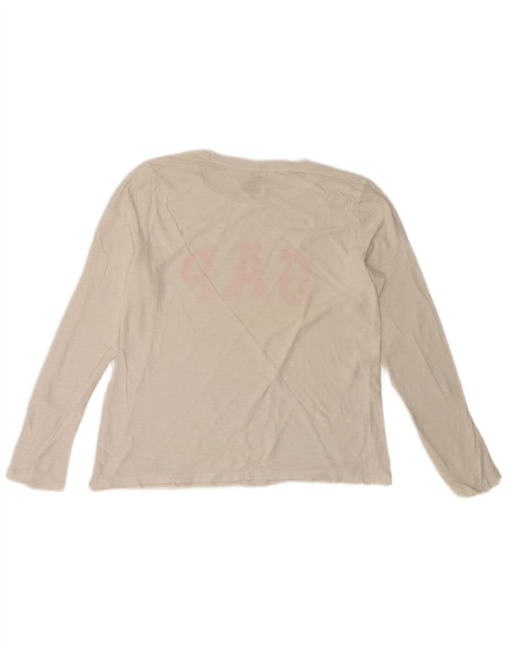Gap Womens Graphic Top Langarm UK 16 Large Weiße Baumwolle