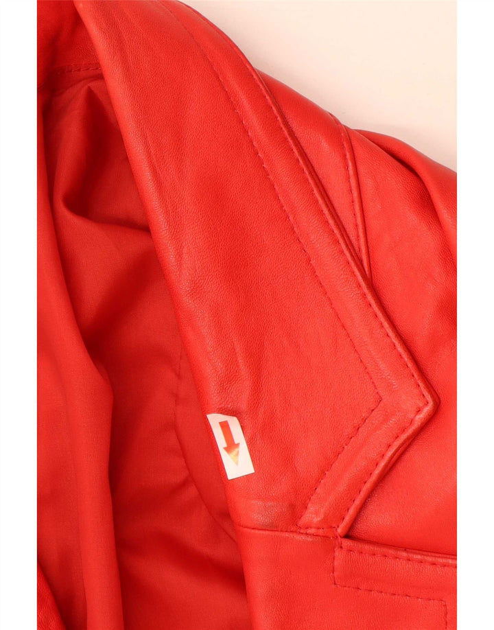 Vintage Damen Übergroßer Ledermantel UK 18 XL Rot