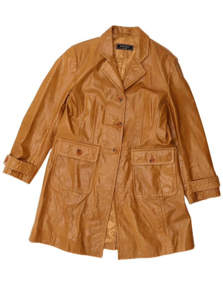 David Moore Damen Ledermantel UK 14 Mittelbraunes Leder