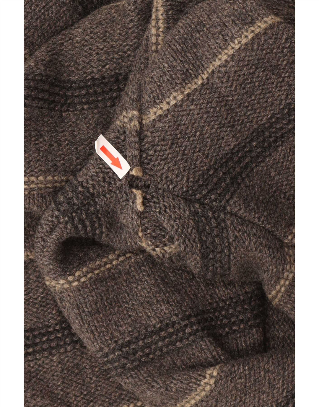 White Stuff Herren-Pullover mit Reißverschluss am Hals, große, grau gestreifte Lammwolle