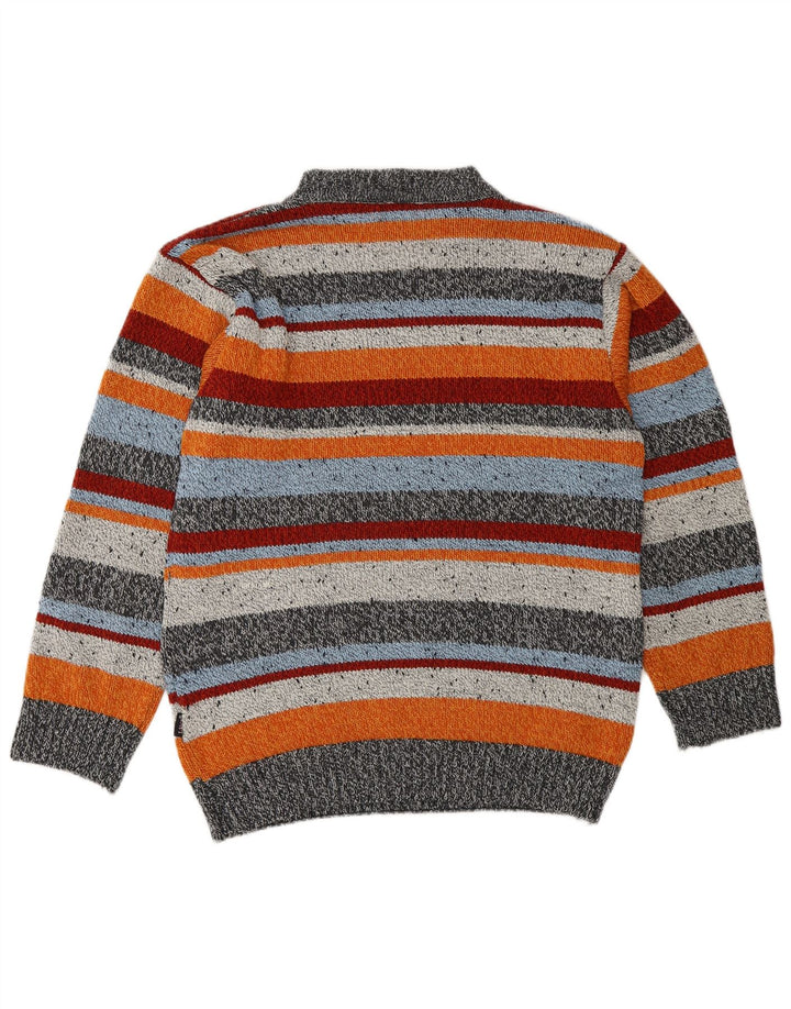 Vintage Herren-Pullover mit Rundhalsausschnitt, große, mehrfarbig gestreifte Wolle