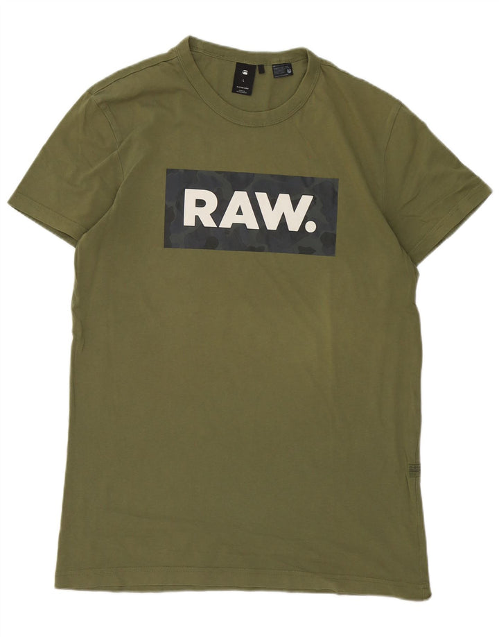 G-Star Herren T-Shirt mit Grafik, groß, Khaki, Baumwolle