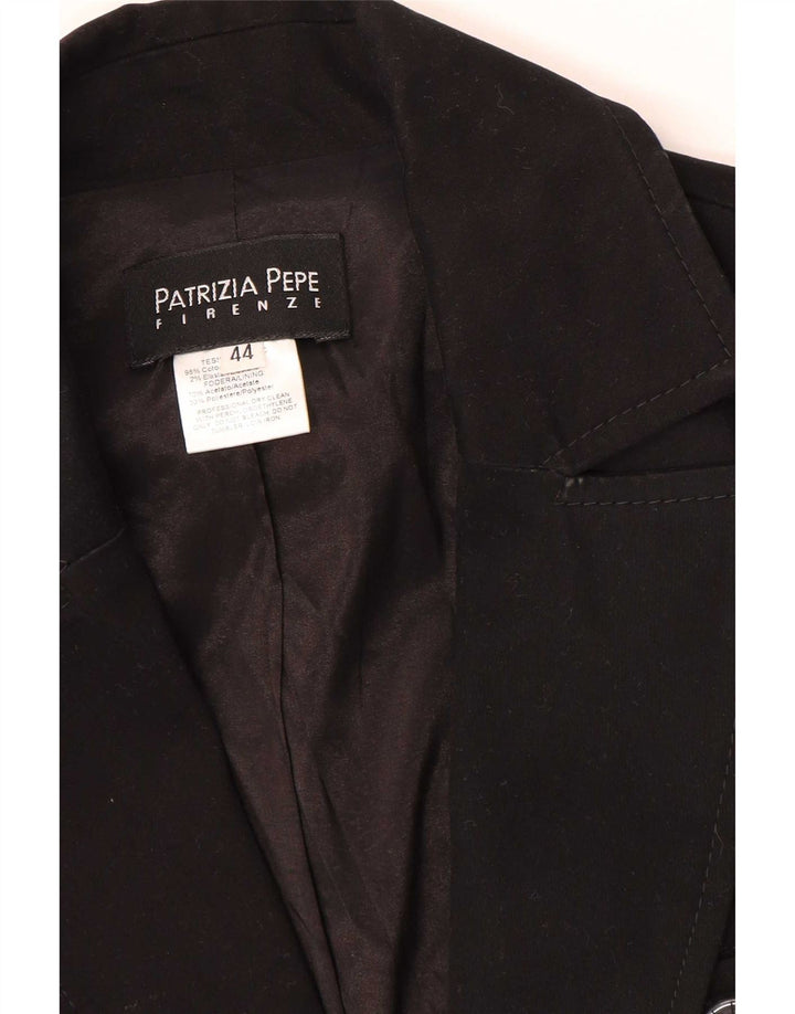 Patrizia Pepe Damen 2-Knopf-Blazerjacke IT 44 Mittelschwarze Baumwolle