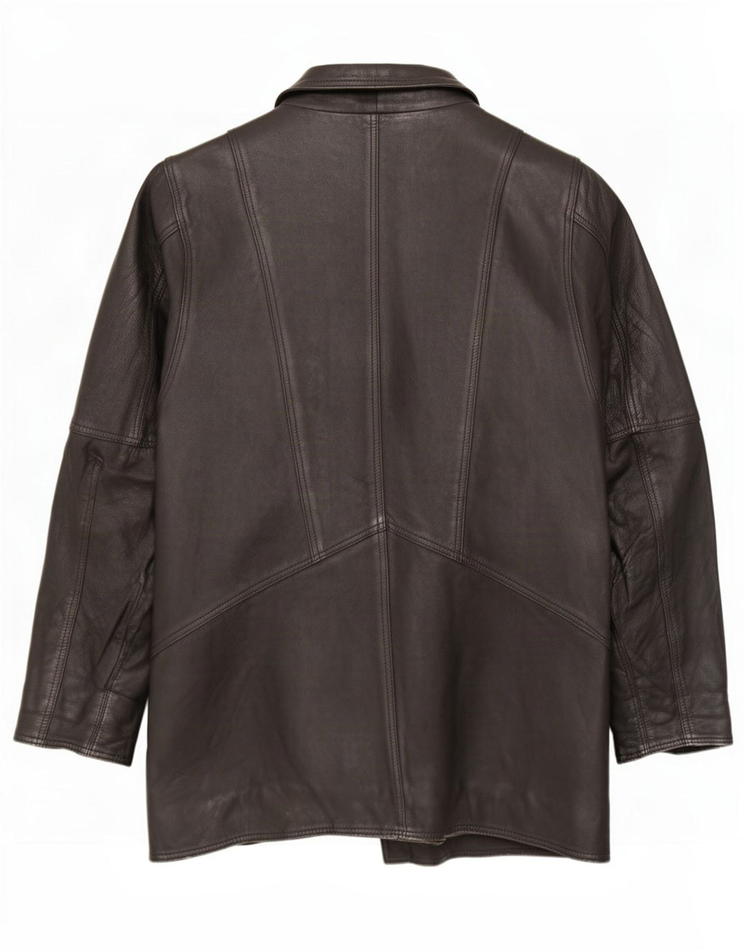Vintage Damen Übergroßer Ledermantel UK 10 Small Schwarz