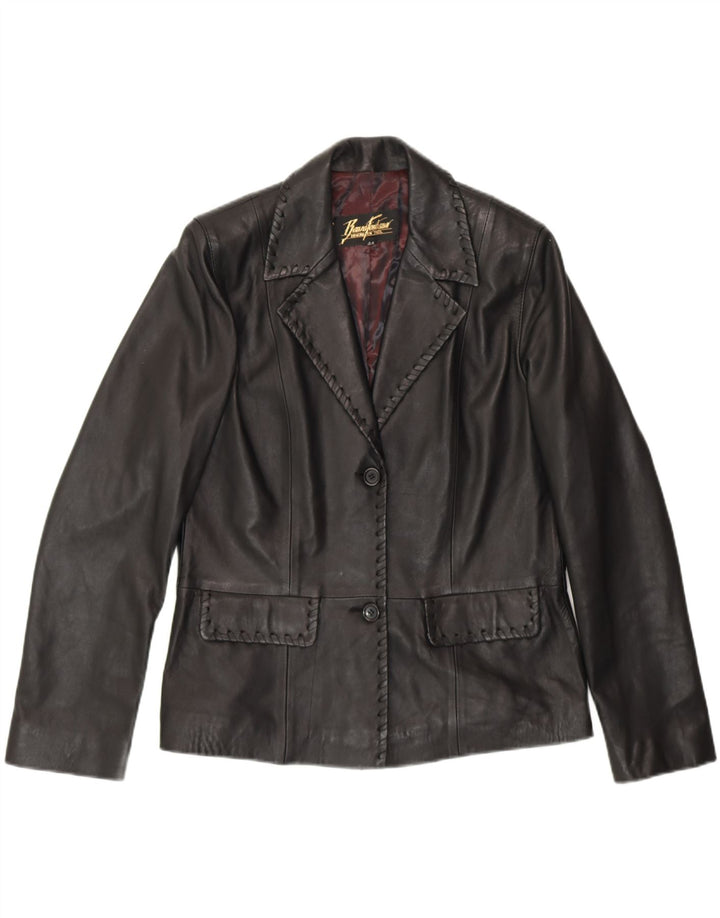 BAUZA FONTANA Womens 2 Button Blazer Jacket IT 44 Medium Black Leather Vintage Bauza Fontana and Second-Hand Bauza Fontana from Messina Hembry 