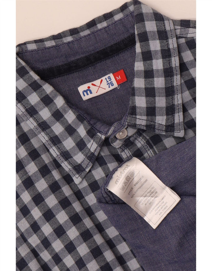 MISTRAL Herrenhemd aus mittelblauer Gingham-Baumwolle