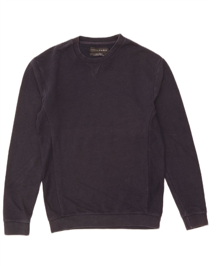 Zara Herren-Sweatshirt, Pullover, klein, marineblau, Baumwolle