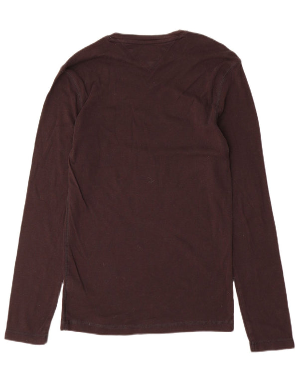 Tommy Hilfiger Damen Top Langarm UK 12 Mittelbraun Baumwolle