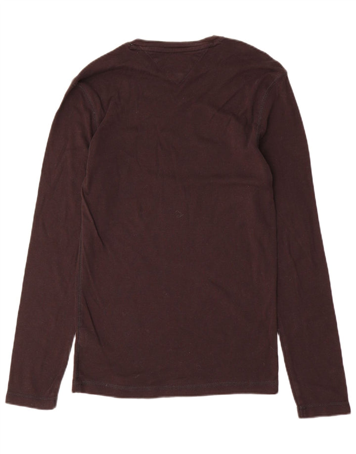 Tommy Hilfiger Damen Top Langarm UK 12 Mittelbraun Baumwolle