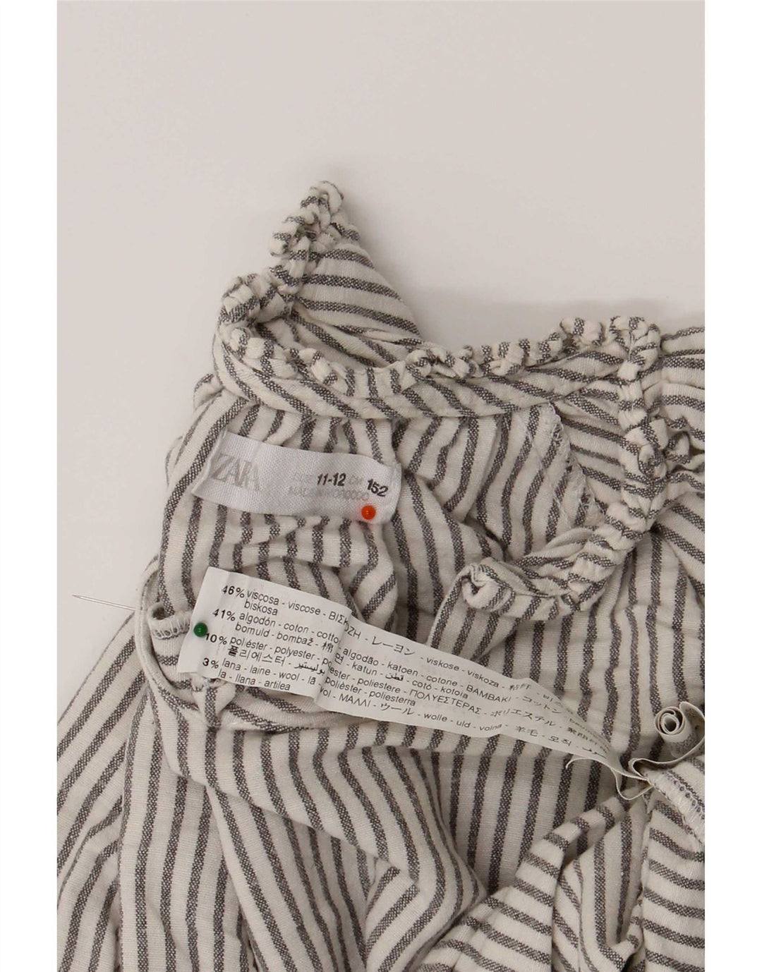 Zara Langarm-Pullovershirt für Mädchen, 11–12 Jahre, weiß gestreift, Viskose