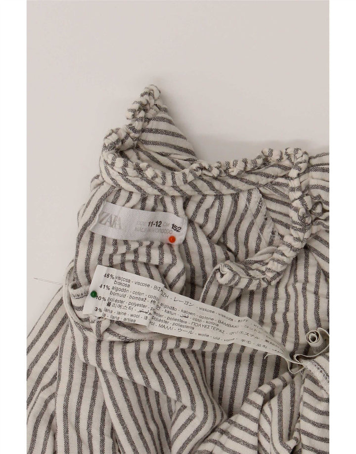 Zara Langarm-Pullovershirt für Mädchen, 11–12 Jahre, weiß gestreift, Viskose