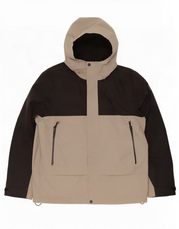 Marks & Spencer Herren-Regenjacke mit Kapuze, UK 42, XL, graues Colourblock-Polyester