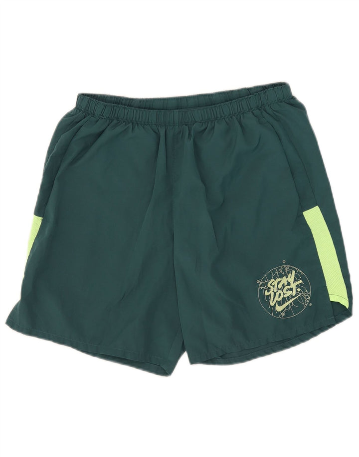 Nike Herren Dri Fit Grafik-Sportshorts, groß, grünes Farbblock-Polyester