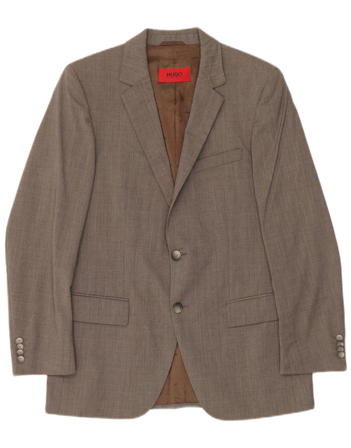 Hugo Boss Herren-Blazer mit 2 Knöpfen, UK 48, mittelgraue Schurwolle