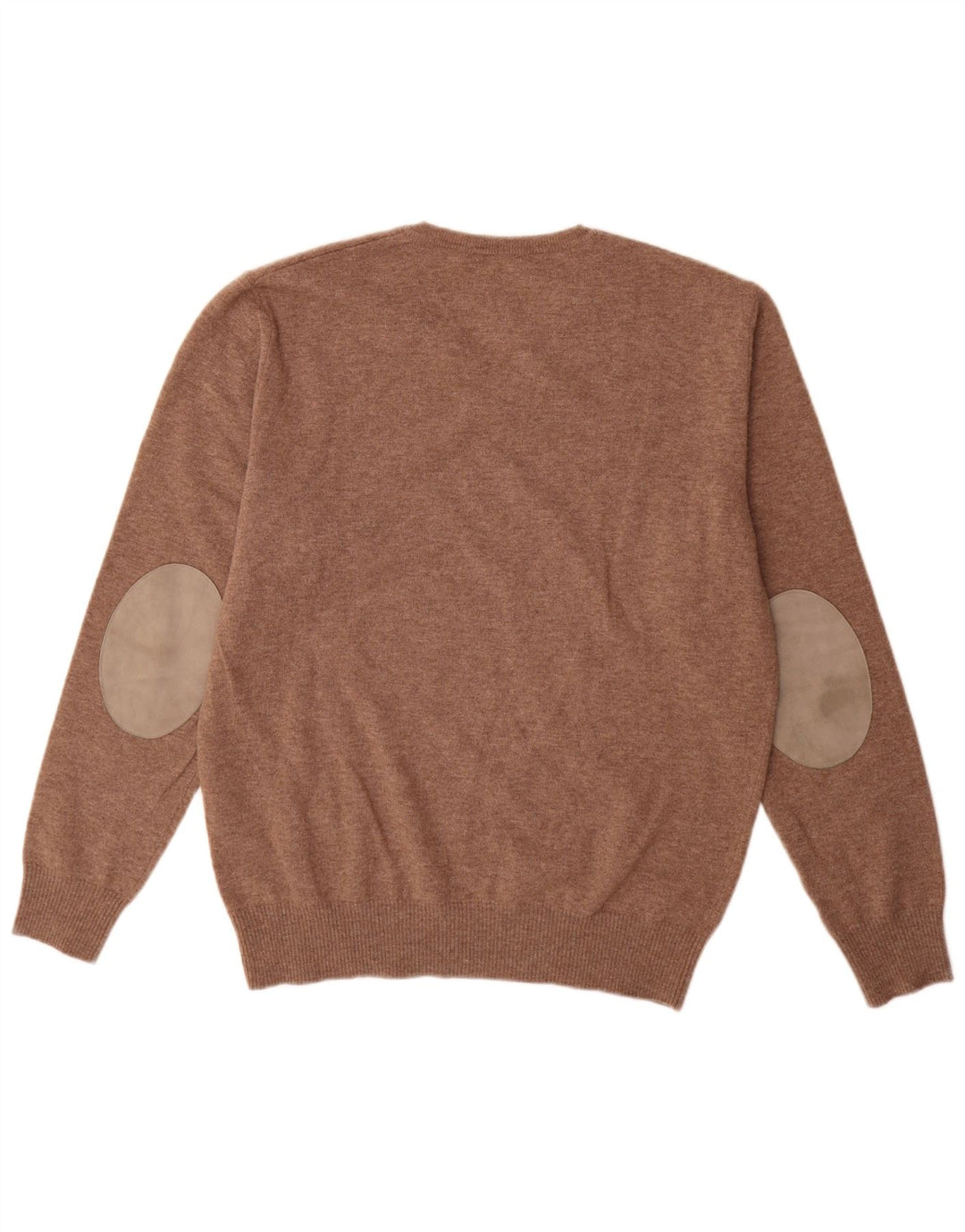 Burlington Herren-Pullover mit V-Ausschnitt, groß, braune Schurwolle