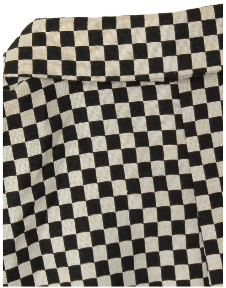 Zara Damen Crop Double Breasted Blazer Jacke UK 6 XS Schwarz Geometrisch