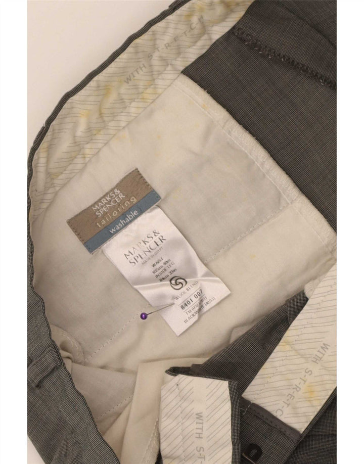 Marks & Spencer Herren-Anzughose mit Pegged-Anzug, W40, L33, schwarzes Polyester