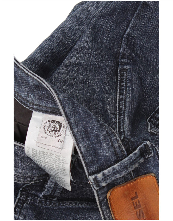 DIESEL Damen Straight Jeans W34 L34 Marineblaue Baumwolle