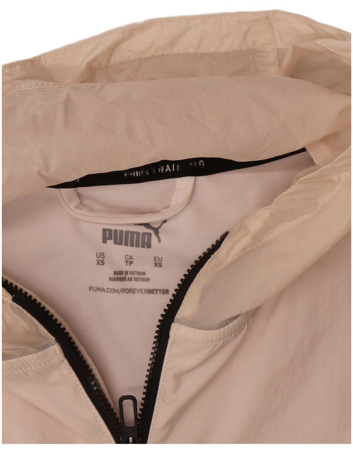Puma Womens Hooded Oversized Rain Jacket UK 6 XS Off White Nylon
