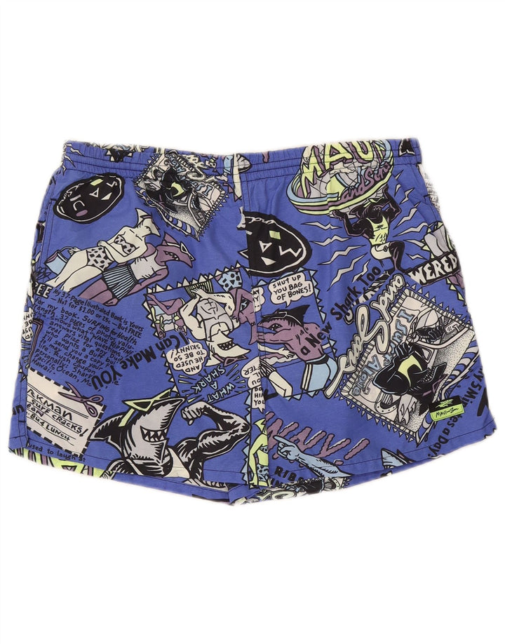 Maui and Sons Herren-Badeshorts mit Grafik, mittelblaues Nylon