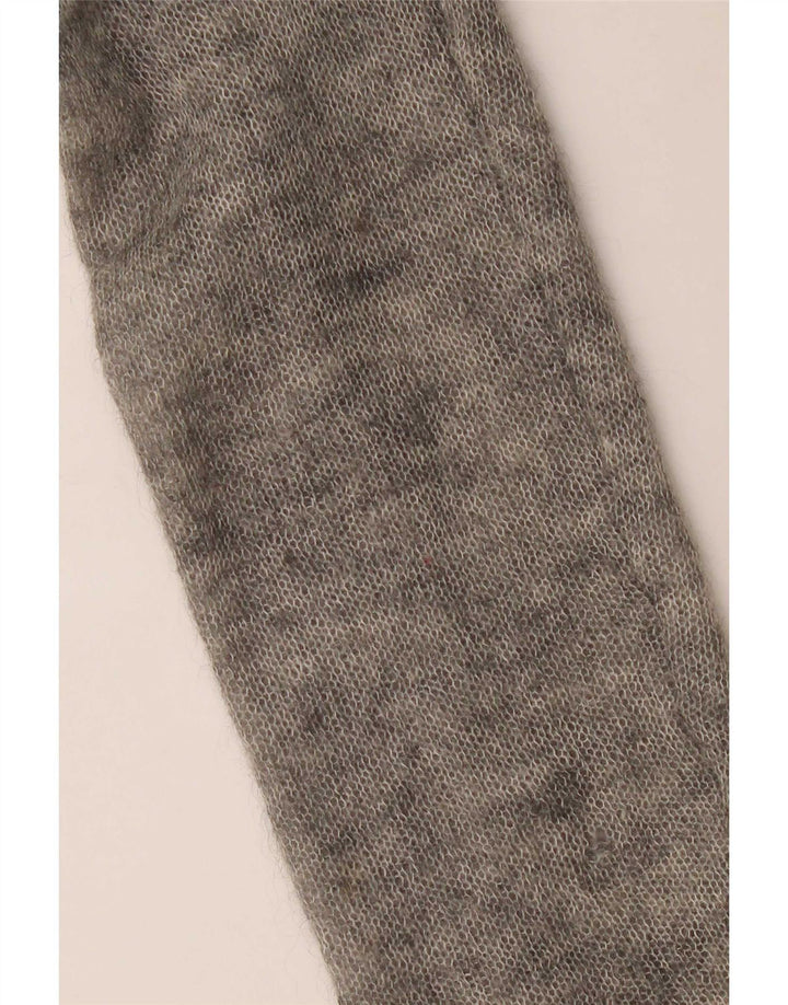 Vintage Damen Cardigan Pullover UK 16 Groß Grau meliert Elastan