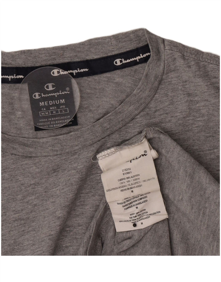 Champion Herren-T-Shirt-Oberteil aus mittelgrau gesprenkelter Baumwolle