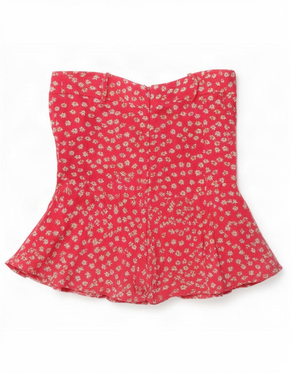 Zara Damen-Shorts mit hoher Taille, mittelgroß, W28, Viskose mit rosa Blumenmuster