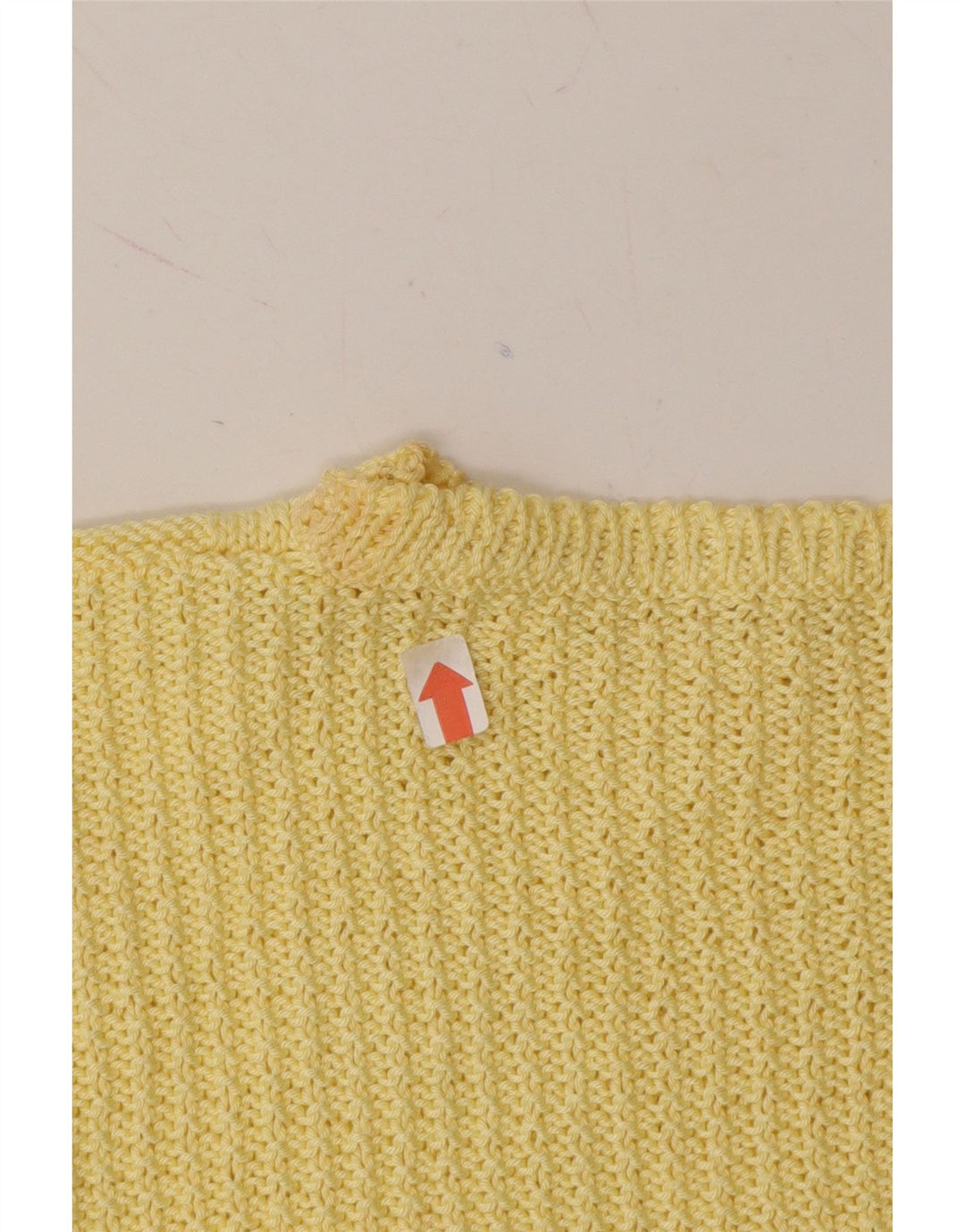 VINTAGE Womens Crop Oversized Crew Neck Jumper Sweater UK 14 Medium Yellow Vintage Vintage and Second-Hand Vintage from Messina Hembry 