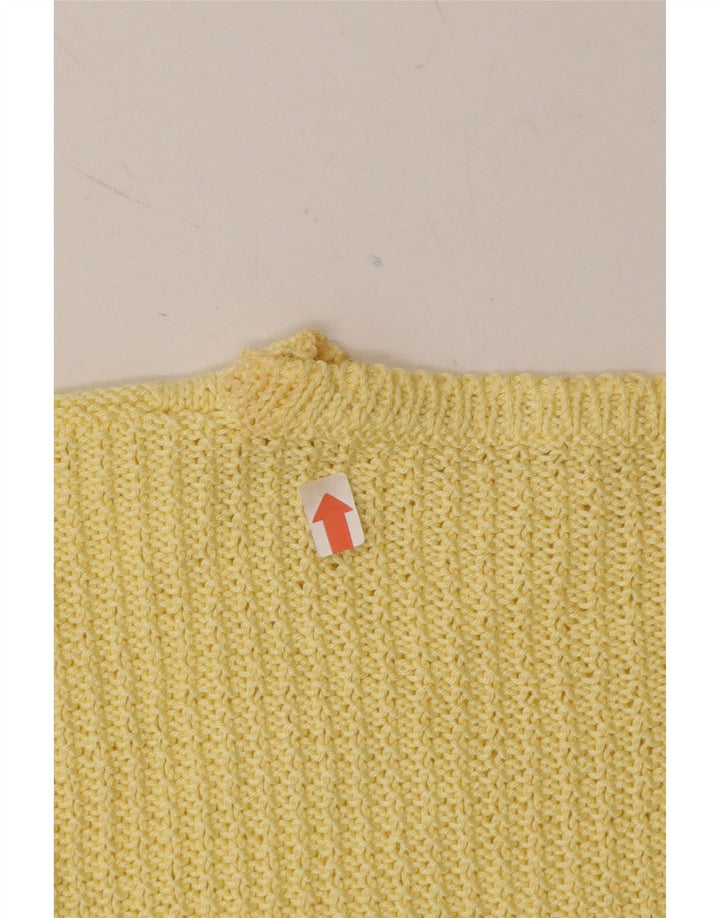 VINTAGE Womens Crop Oversized Crew Neck Jumper Sweater UK 14 Medium Yellow Vintage Vintage and Second-Hand Vintage from Messina Hembry 