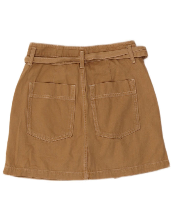 Topshop Damen Jeansrock UK 8 Small W26 Braune Baumwolle