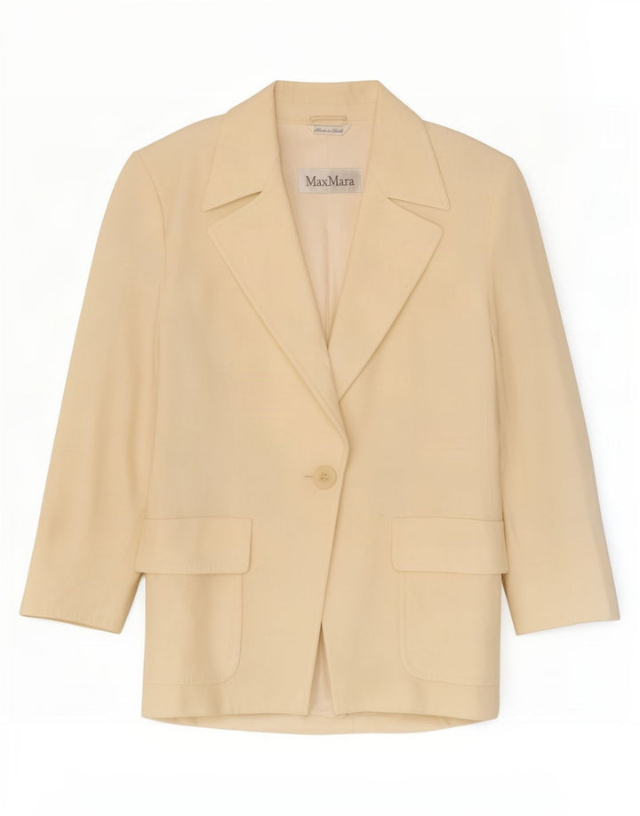 Max Mara Damen-Blazerjacke mit 3/4-Ärmeln und 1 Knopf, UK 18, XL, gebrochenes Weiß