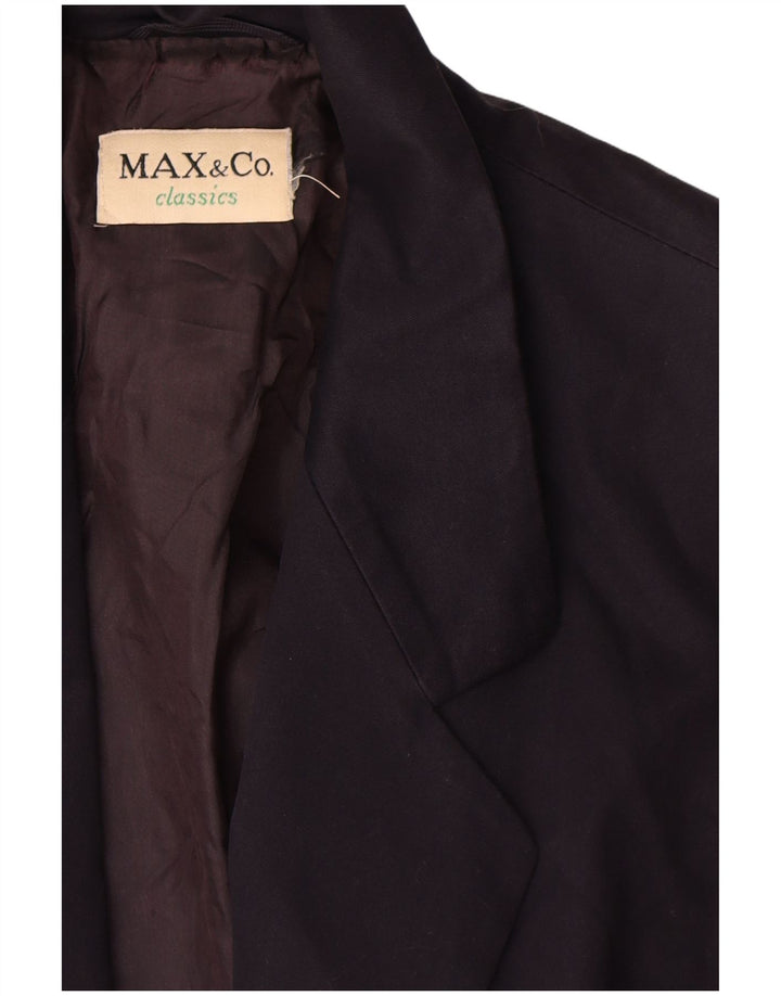 Max & Co. Damen-Blazerjacke mit 2 Knöpfen, UK 12, mittelmarineblaue Baumwolle