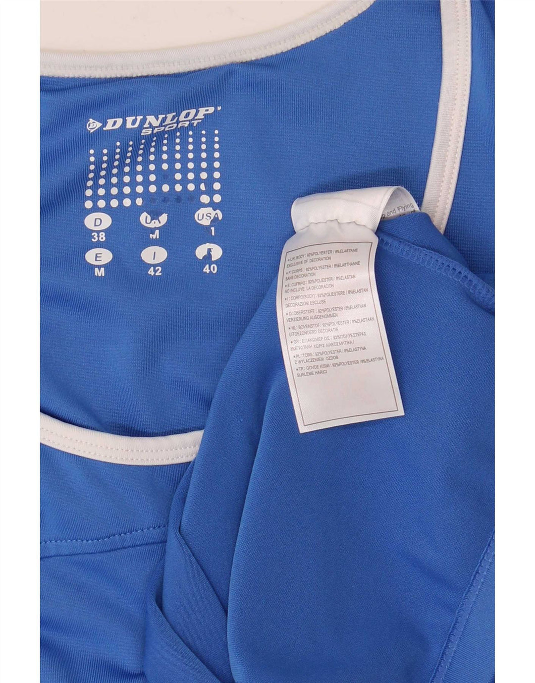 Dunlop Damen-Trägershirt UK 12 Mittelblaues Colourblock-Polyester