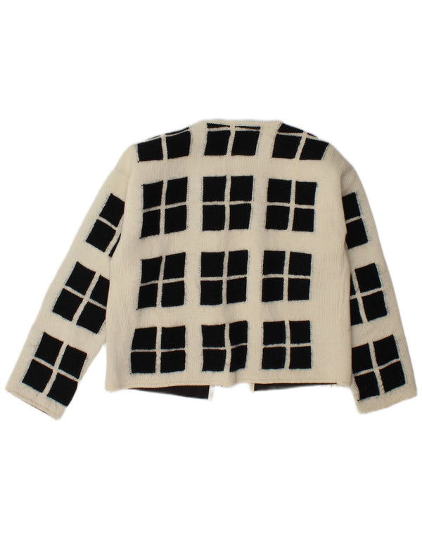 Seventy Damen Crop Open Cardigan Pullover IT 42 Medium Off White Geometrisch