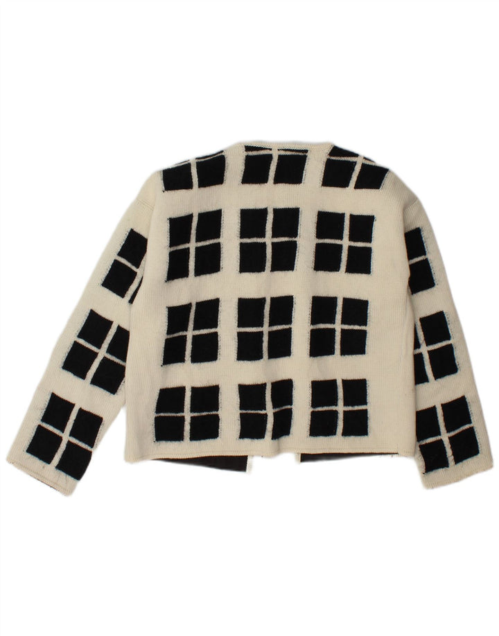 Seventy Damen Crop Open Cardigan Pullover IT 42 Medium Off White Geometrisch