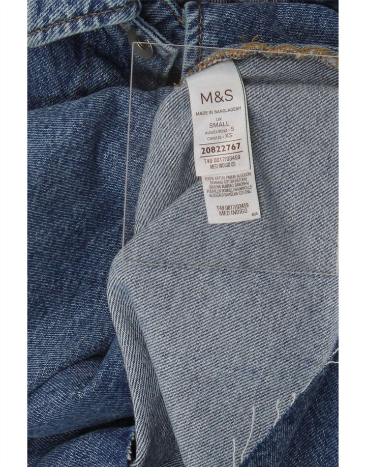 Marks & Spencer Damen Crop Übergroße Jeansjacke UK 10 Small Blau Baumwolle