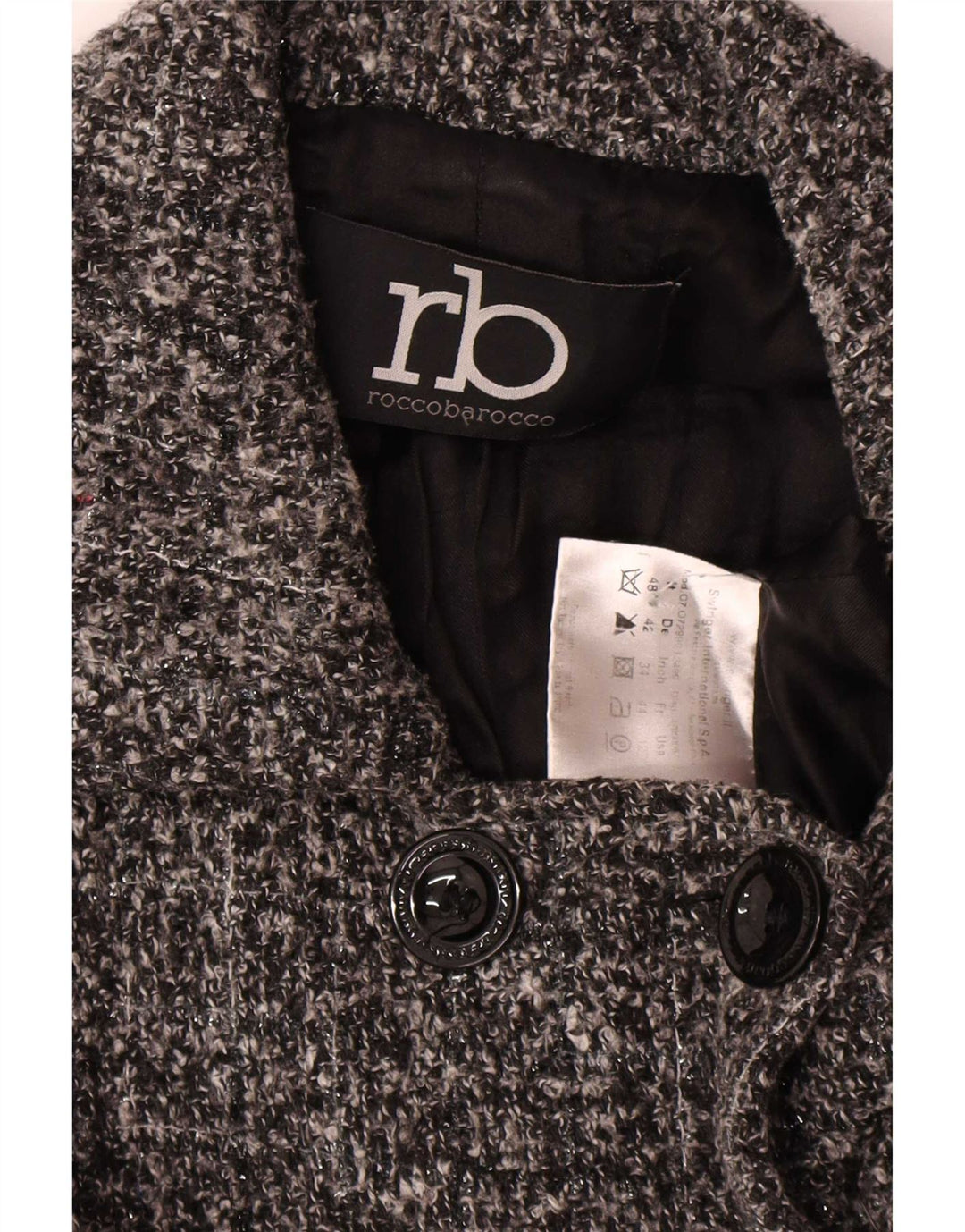 Roccobarocco Damen Pea Coat IT 48 XL Grau meliertes Polyester