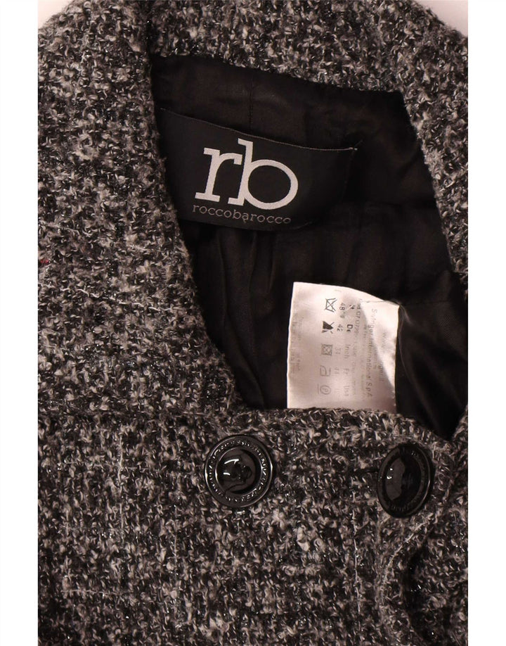 Roccobarocco Damen Pea Coat IT 48 XL Grau meliertes Polyester
