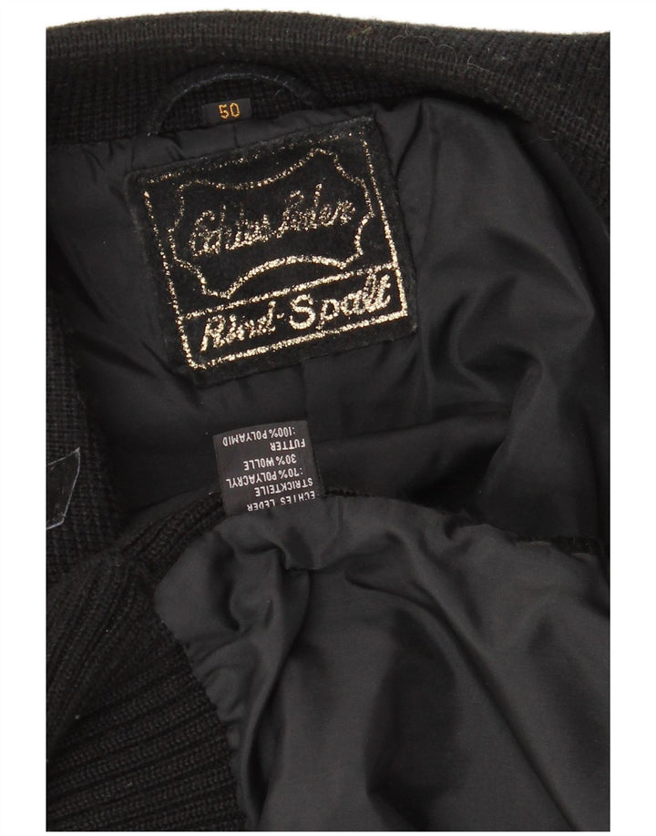 VINTAGE Herren Wildleder Bomberjacke EU 50 Großes schwarzes Leder